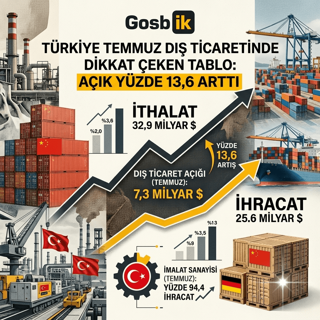 Türkiye'nin dış ticaretinde dikkat çeken tablo: Temmuzda açık yüzde 13,6 arttı, 7,3 milyar dolara çıktı