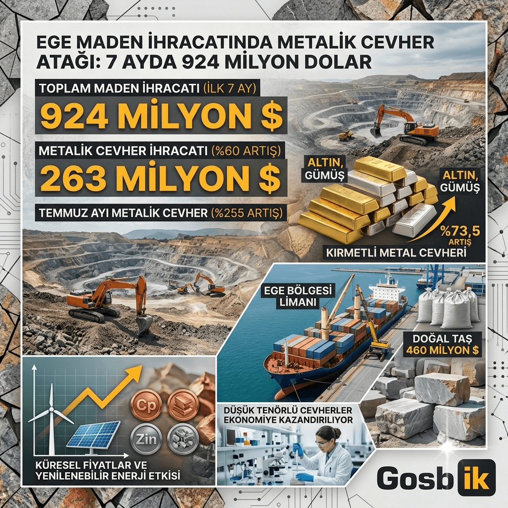 Ege'den Maden İhracatında Büyük Sıçrama: 7 Ayda 924 Milyon Dolara Ulaştı, Metalik Cevher Yüzde 60 Arttı