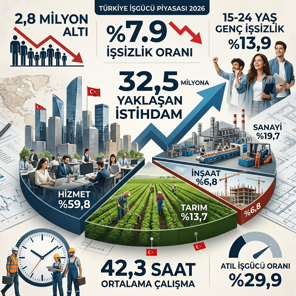 Türkiye’de İşsizlik %7,9’a Geriledi: İşsiz Sayısı 2 Milyon 799 Bine Düştü