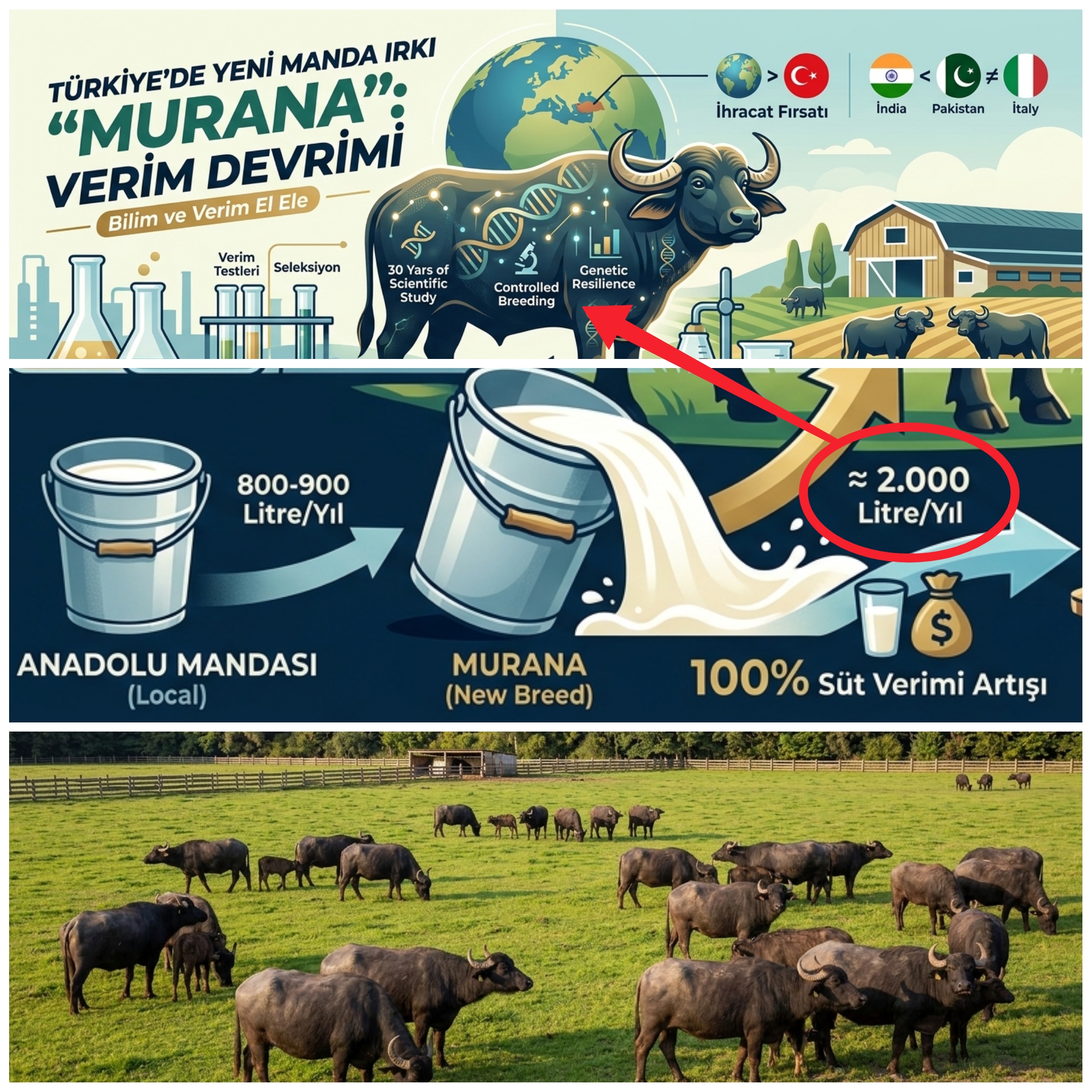 30 Yıllık Çalışma Sonuç Verdi. Türkiye’de Hayvancılıkta Devrim: “Murana” Manda Irkı Süt Verimini 2 Kat Artırdı