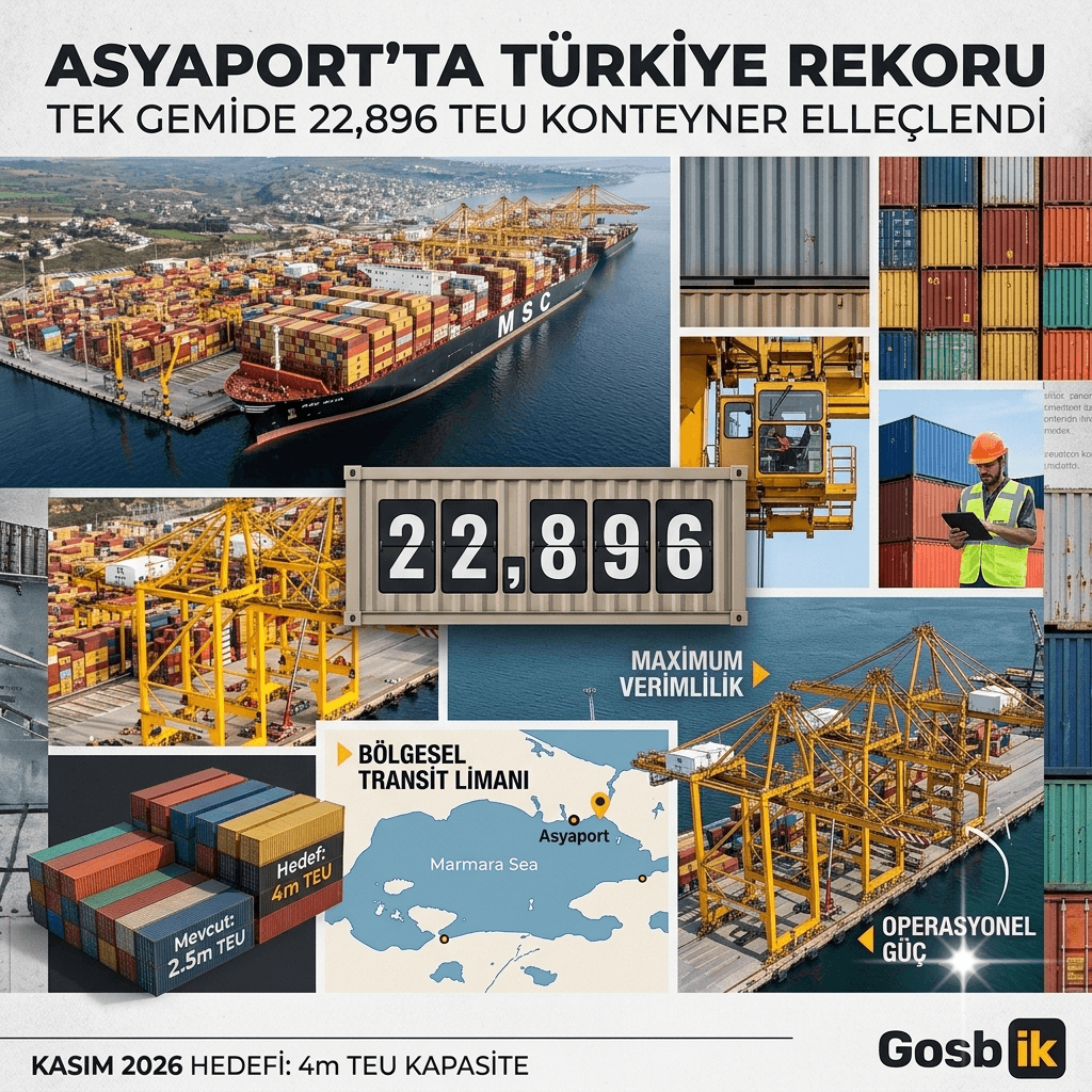 Asyaport’ta Tarihi Türkiye Rekoru: Tek Gemide 22 Bin 896 TEU Konteyner Elleçlendi