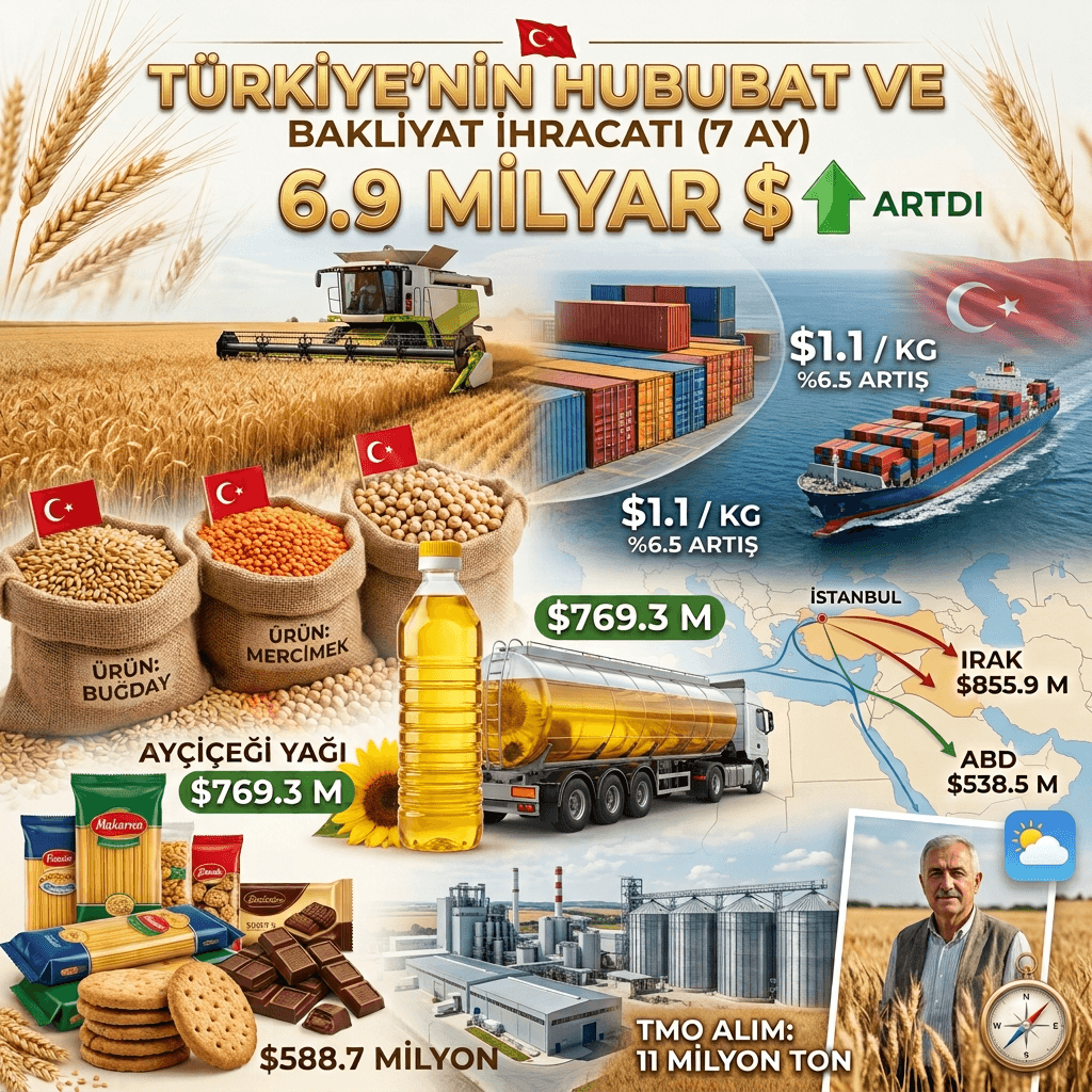 Türkiye’nin Hububat İhracatında Rekor Rakam: 7 Ayda 6,9 Milyar Dolarlık İhracat