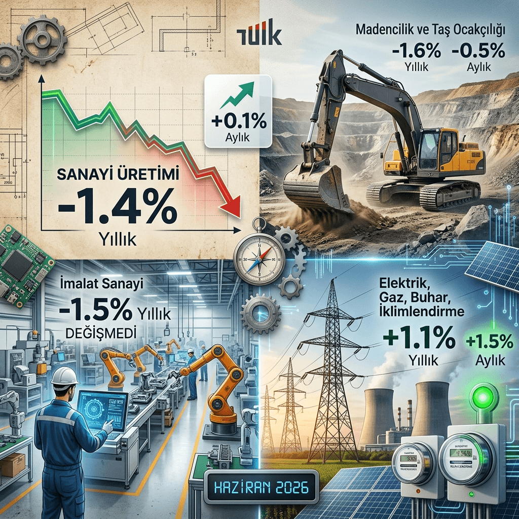 Sanayi üretimi Haziran’da yıllık yüzde 1,4 geriledi