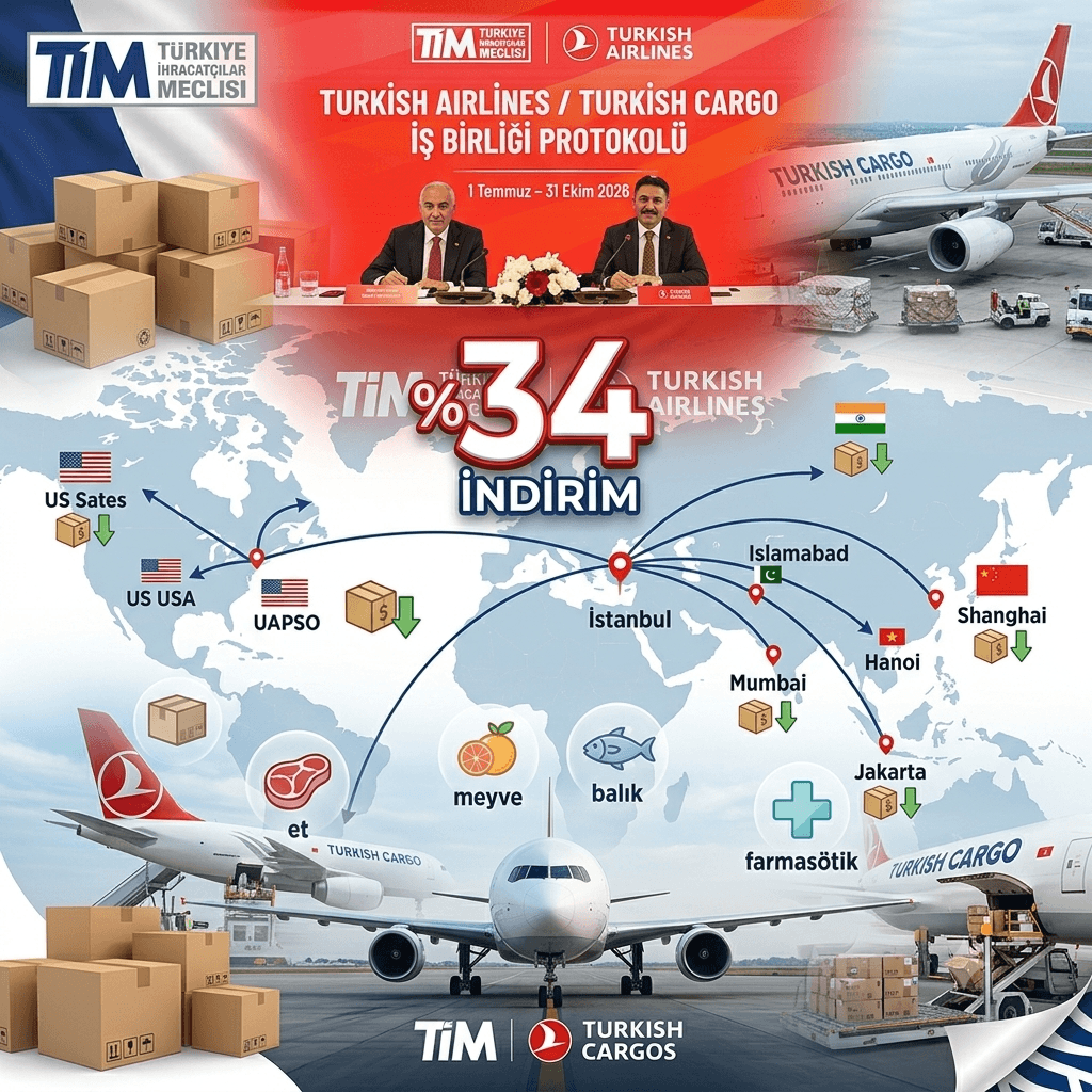 TİM ve Turkish Cargo'dan İhracatçılara Yüzde 34 Kargo İndirimi: 30 Ülkede 49 Destinasyona Ulaşım Desteği