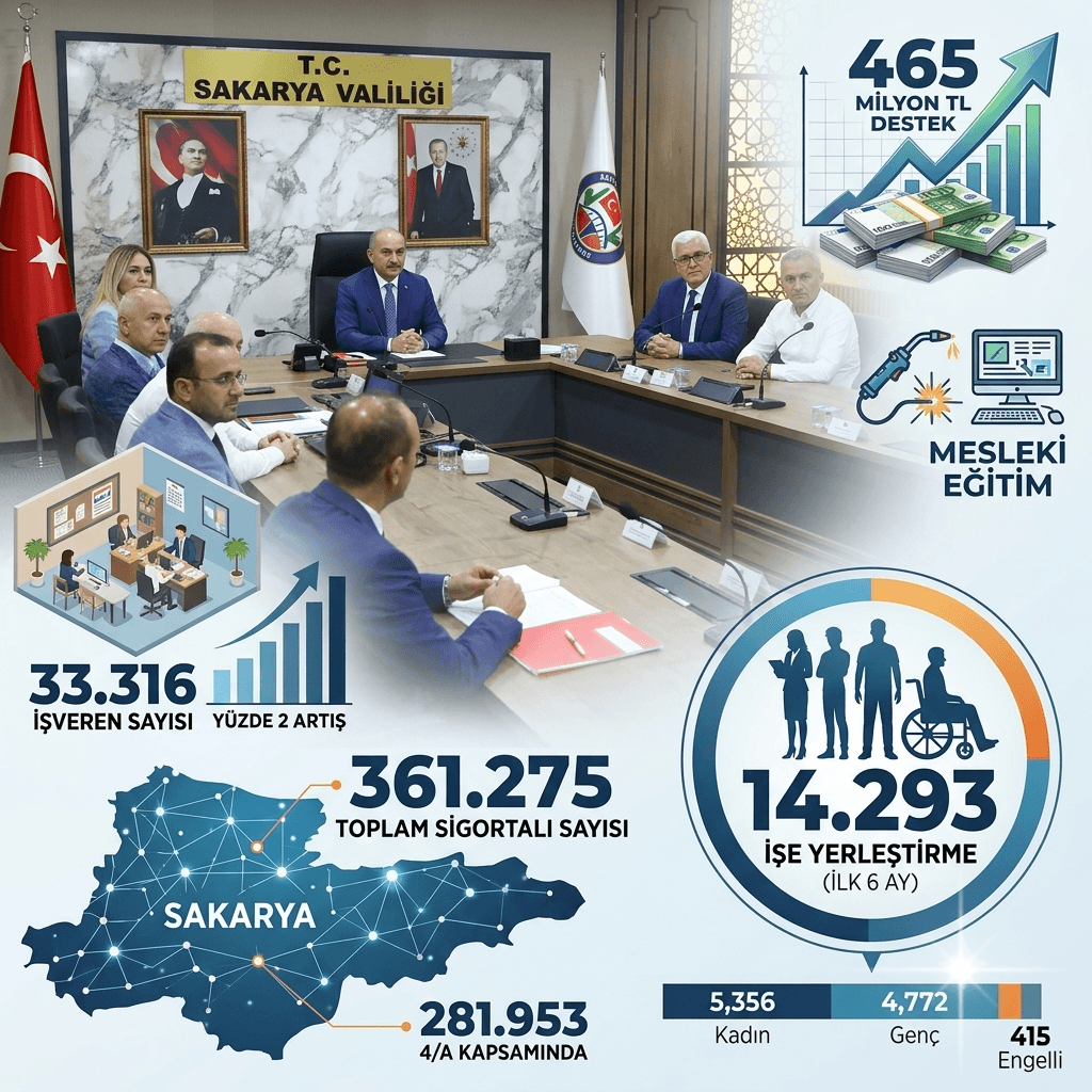 Sakarya'da İstihdama 465 Milyon TL Destek: İŞKUR İlk 6 Ayda 14 Bin 293 Kişiyi İşe Yerleştirdi