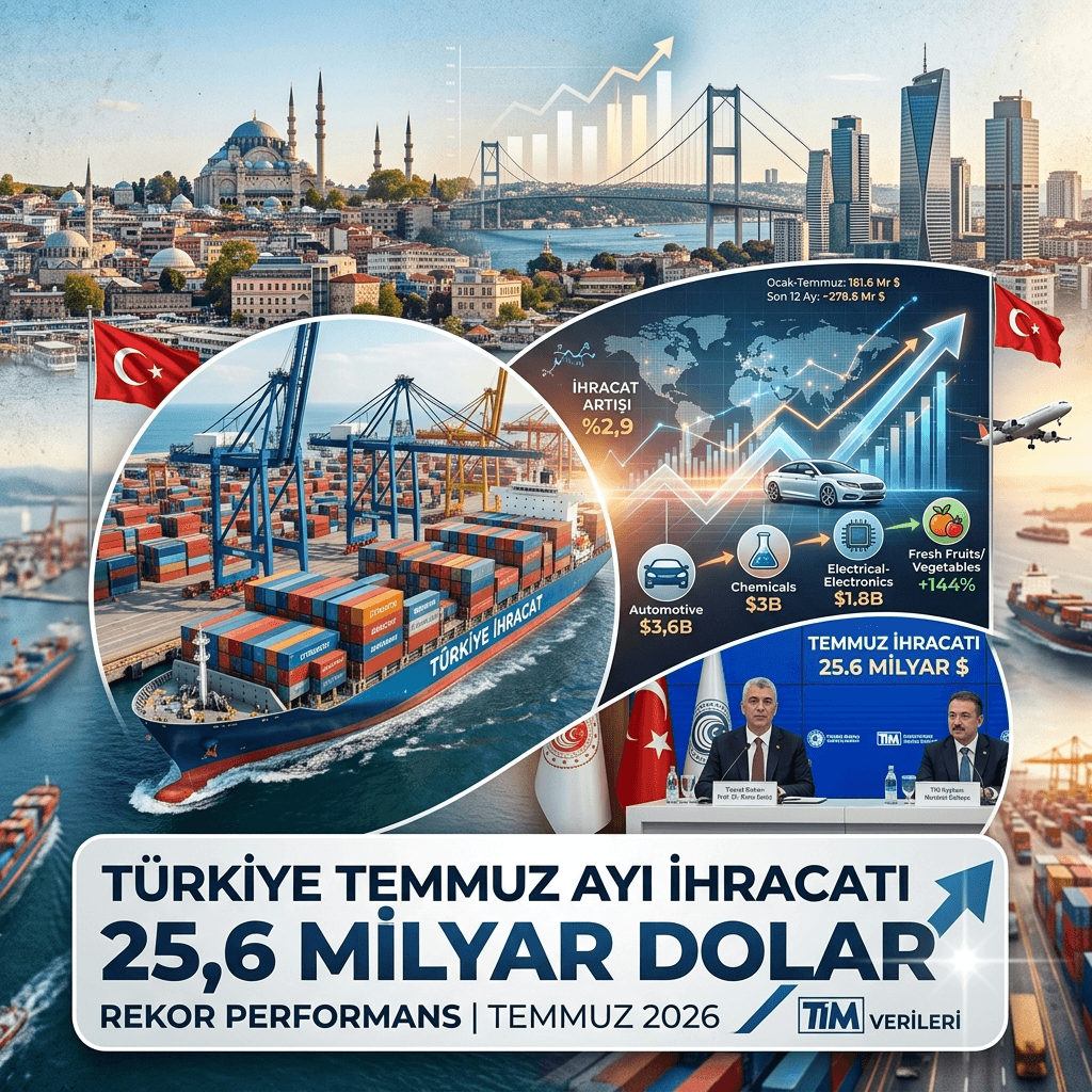 Türkiye İhracatında Rekor Temmuz: 25,6 Milyar Dolarlık Dış Satışla Tarihi Zirve