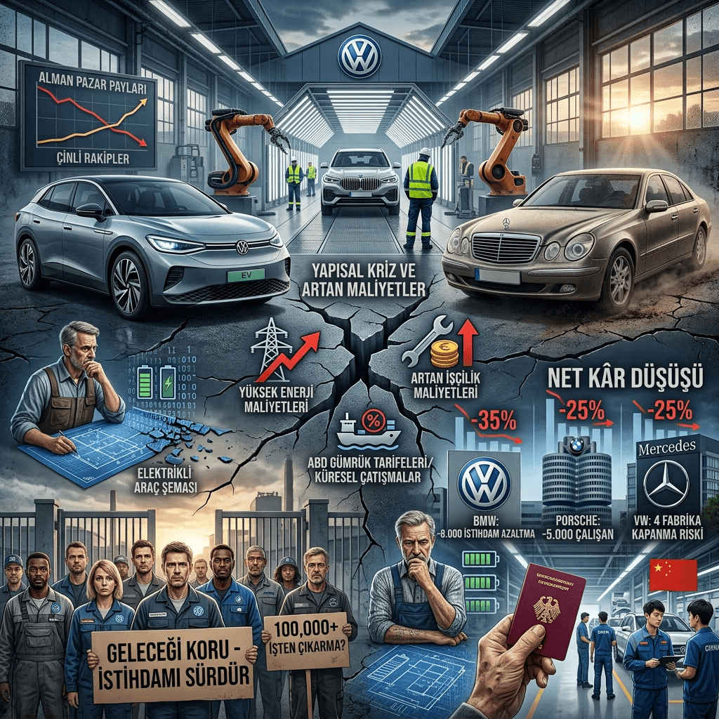 Alman Otomotiv Devlerinde Kriz Büyüyor: Volkswagen, BMW ve Mercedes'ten Binlerce Kişilik İşten Çıkarma Kararı