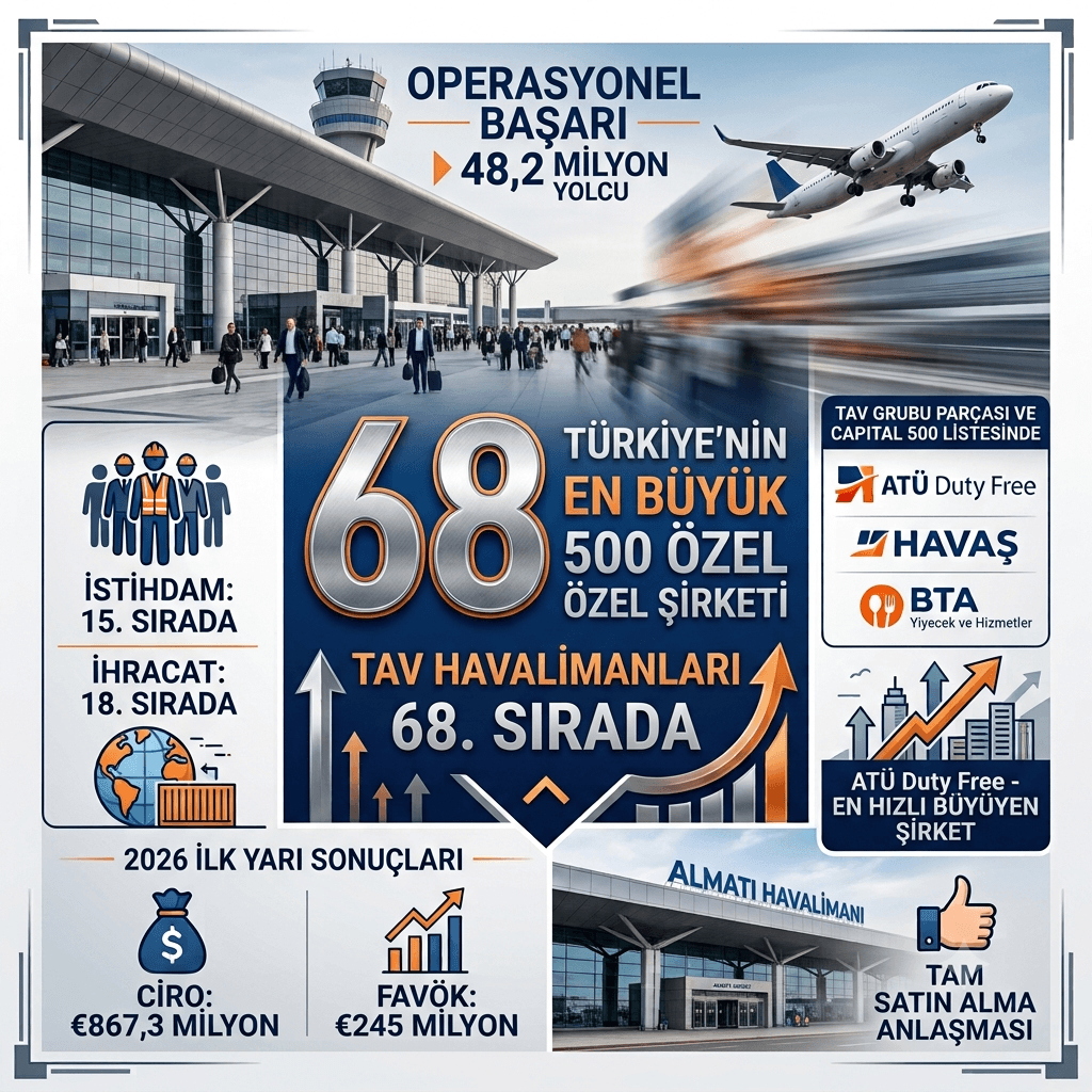 TAV Havalimanları'ndan Çifte Başarı: Capital 500'de İlk 70'e Girdi, İhracat ve İstihdamda İlk 25'e Yükseldi