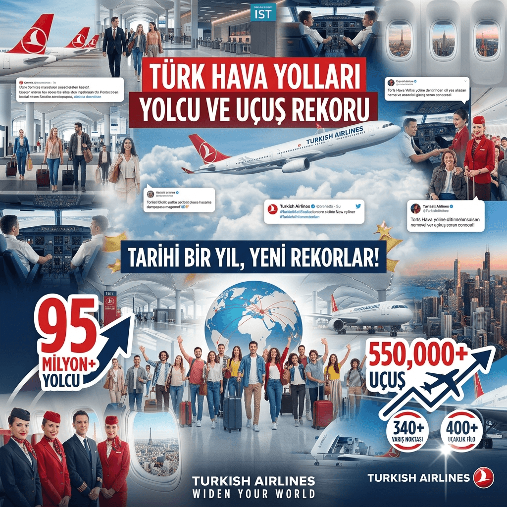 THY'den Tarihi Rekor! Bir Günde 352 Bin Yolcu, 2 Bin 34 Seferle Zirveye Ulaştı
