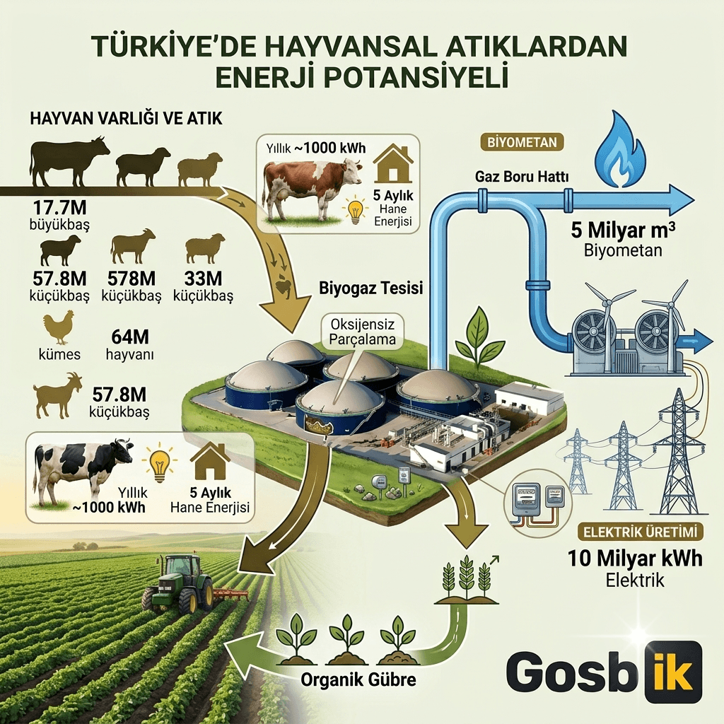 Türkiye’nin Hayvansal Atık Potansiyeli Ortaya Çıktı: 5 Milyar Metreküp Biyometan, 10 Milyar kWh Elektrik Üretilebilir