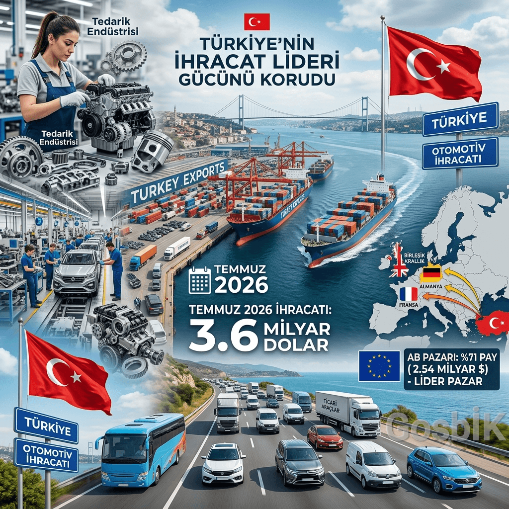 Otomotiv İhracatı Temmuzda 3,6 Milyar Doları Aştı! İlk 7 Ayda 24,4 Milyar Dolarlık Rekor Performans