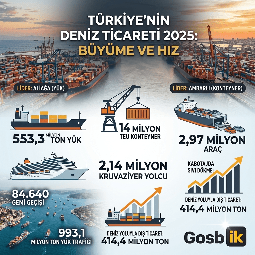Deniz Ticareti 2025 İstatistikleri Kitabı Yayınlandı: 553 Milyon Ton Yük, 14 Milyon TEU Konteyner