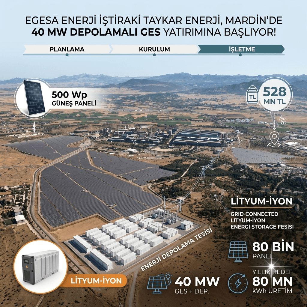 Egesa Enerji’den 528 Milyon TL’lik Dev Yatırım! Mardin’de 40 MW Depolamalı GES Kuruluyor