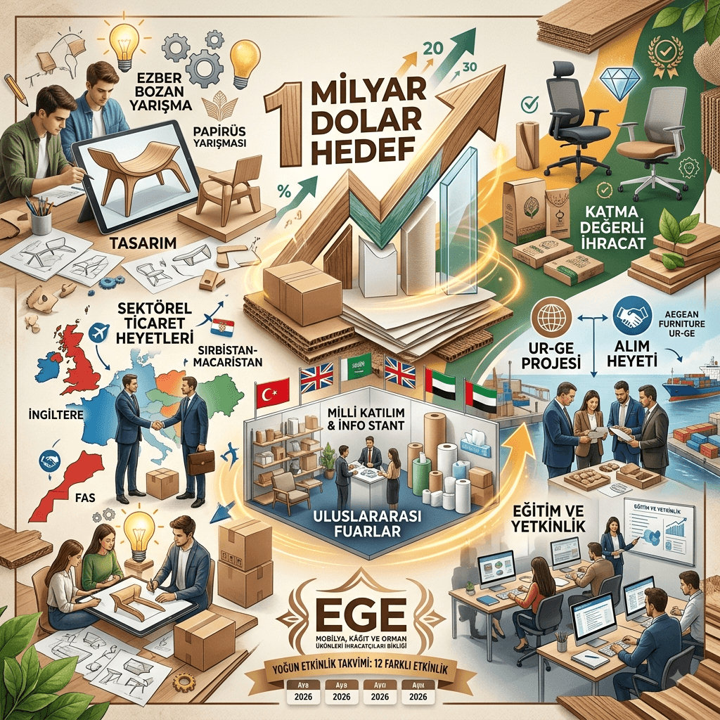 Ege Mobilya, Kâğıt ve Orman Ürünleri İhracatında 1 Milyar Dolar Hedef: 4 Ayda 12 Etkinlik