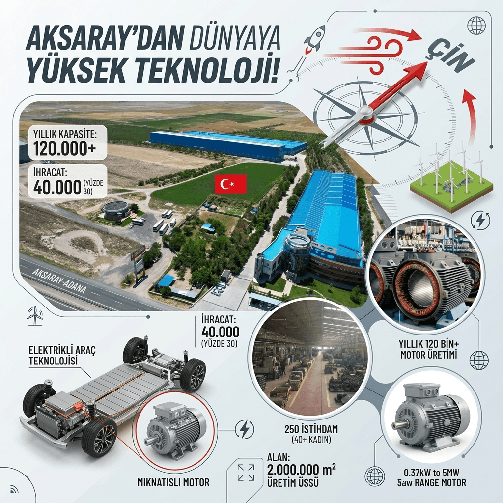 Aksaray’dan Dünyaya Yüksek Teknoloji: Yılda 120 Bin Motor Üreten Fabrika Çin ve Avrupa’ya İhracat Yapıyor