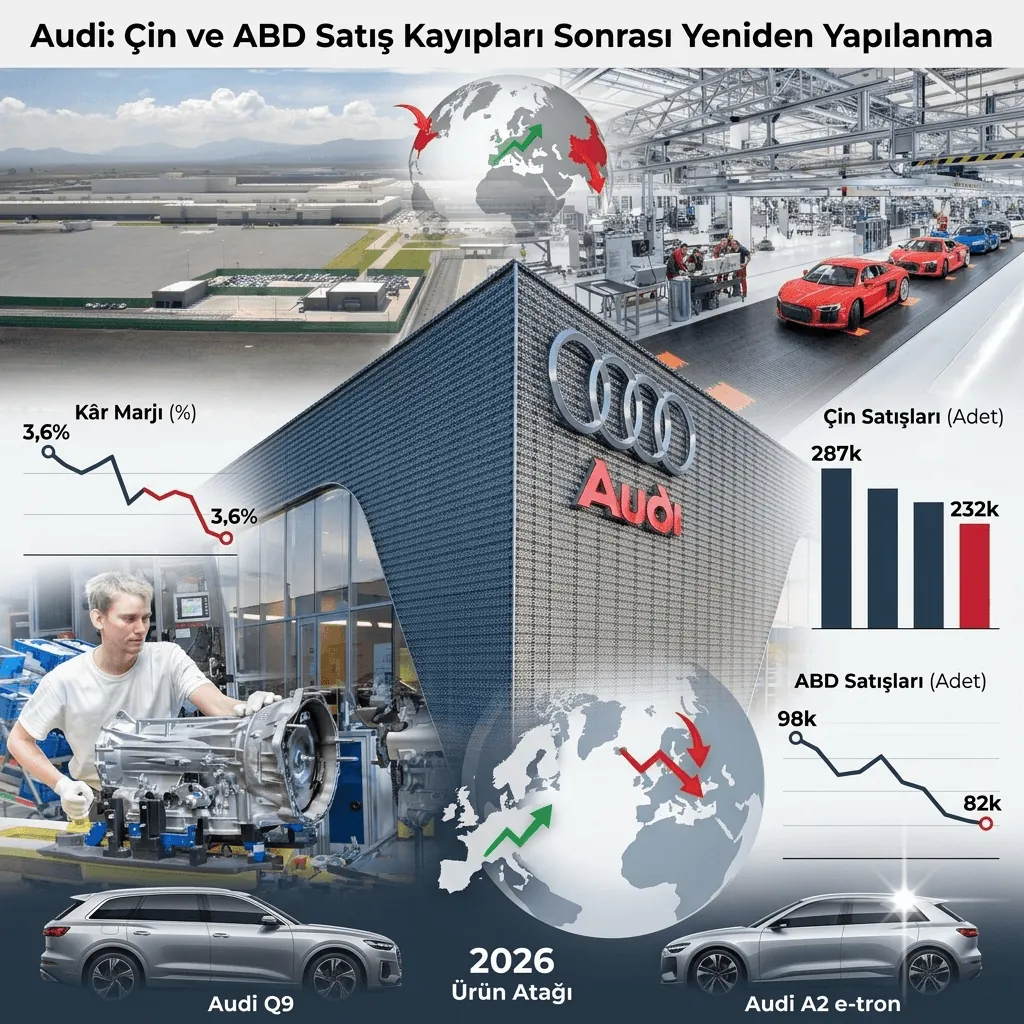 Audi'de Alarm Zilleri: Gelir Yüzde 12,5 Düştü, Çin ve ABD'deki Satış Kaybı Sonrası Yeniden Yapılanma Başladı