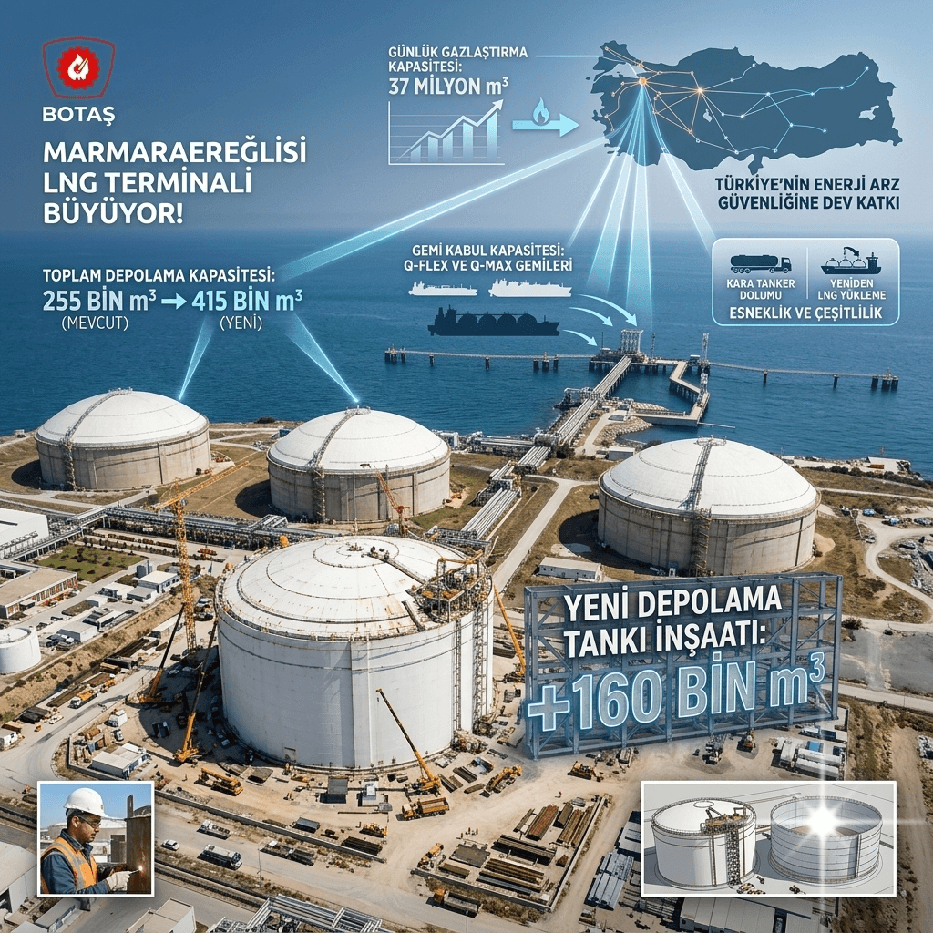 BOTAŞ’tan Dev Enerji Hamlesi! Marmaraereğlisi LNG Terminali’nin Depolama Kapasitesi 415 Bin Metreküpe Çıkıyor
