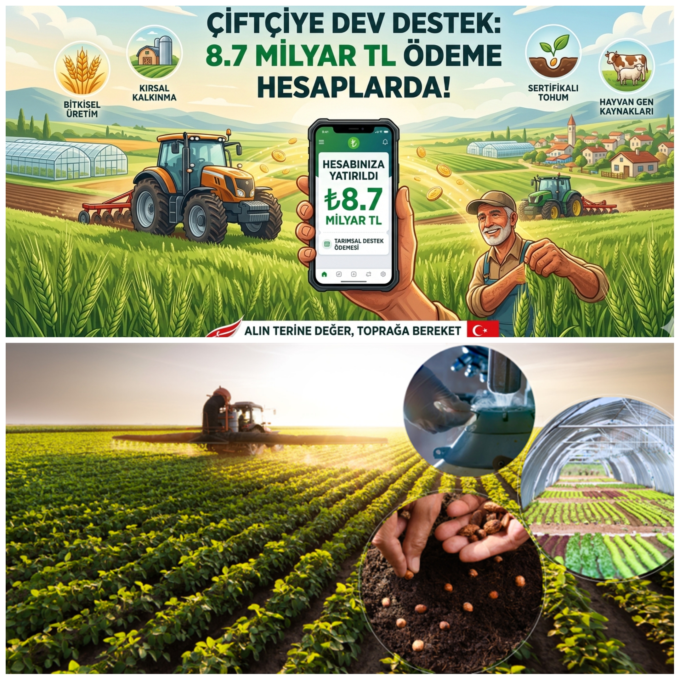 Çiftçiye Dev Destek: 8,7 Milyar TL Ödeme Hesaplara Aktarılıyor