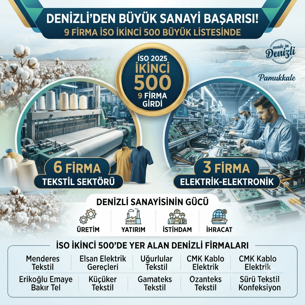 Denizli Sanayisinin Gururu! İSO İkinci 500 Listesine Giren 9 Firma Üretim Gücünü Tescilledi