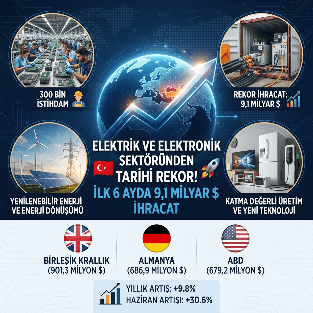 Elektrik ve Elektronik Sektöründen Tarihi Rekor! 2026'nın İlk 6 Ayında İhracat 9,1 Milyar Dolara Ulaştı