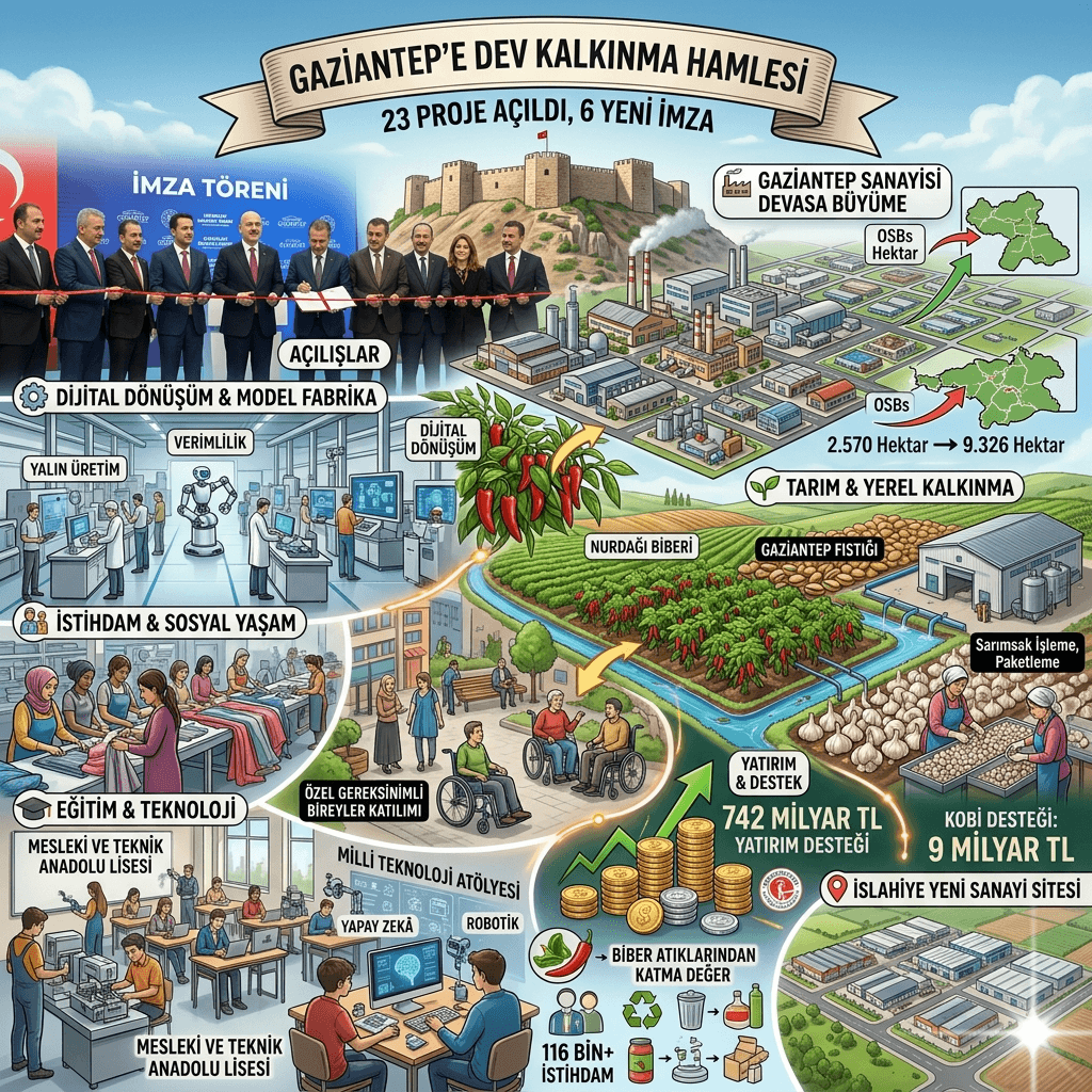 Gaziantep’e Dev Kalkınma Hamlesi: 23 Proje Açıldı, 6 Yeni Yatırım İçin İmzalar Atıldı