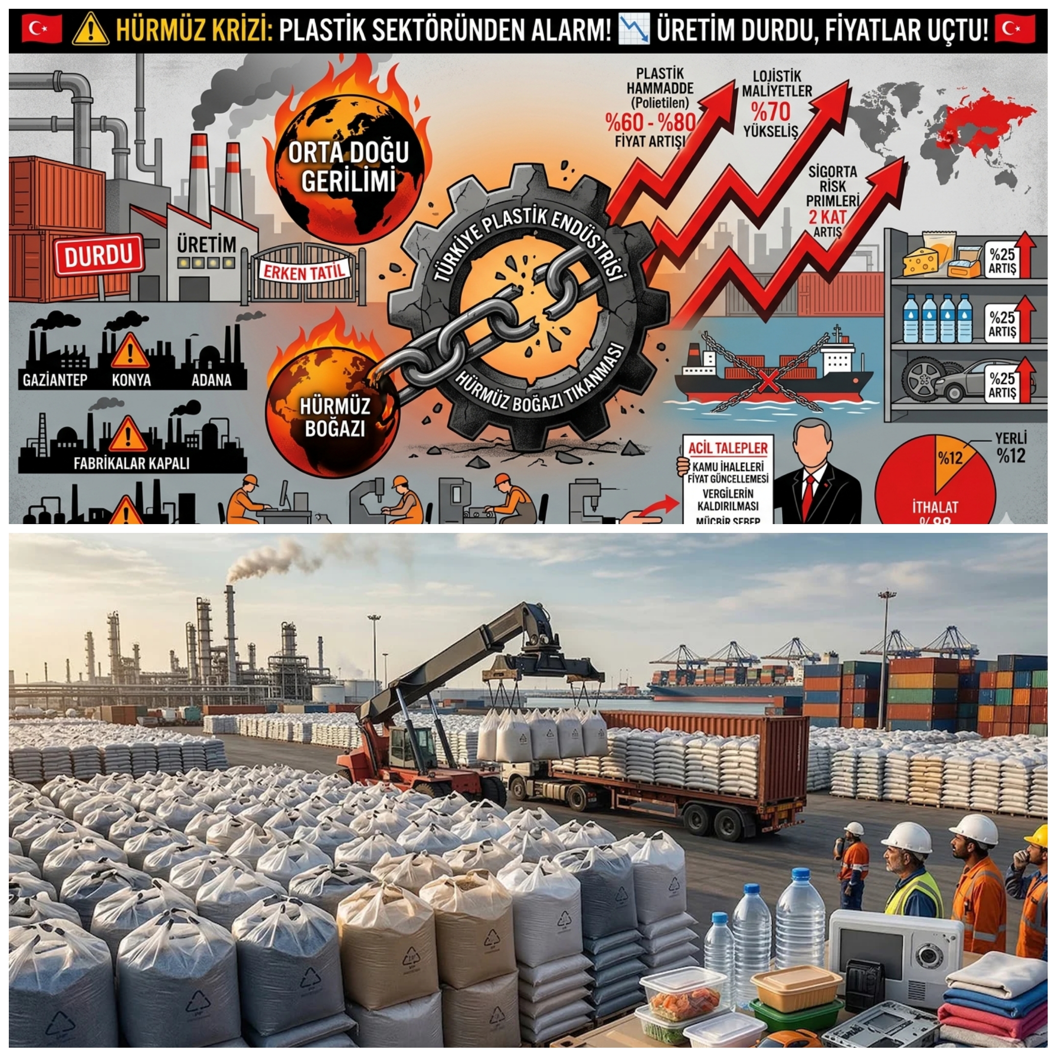 Hürmüz Boğazı Krizi Türkiye’yi Vurdu: Plastik Sektöründe Üretim Durdu, Hammadde Fiyatları %80 Arttı
