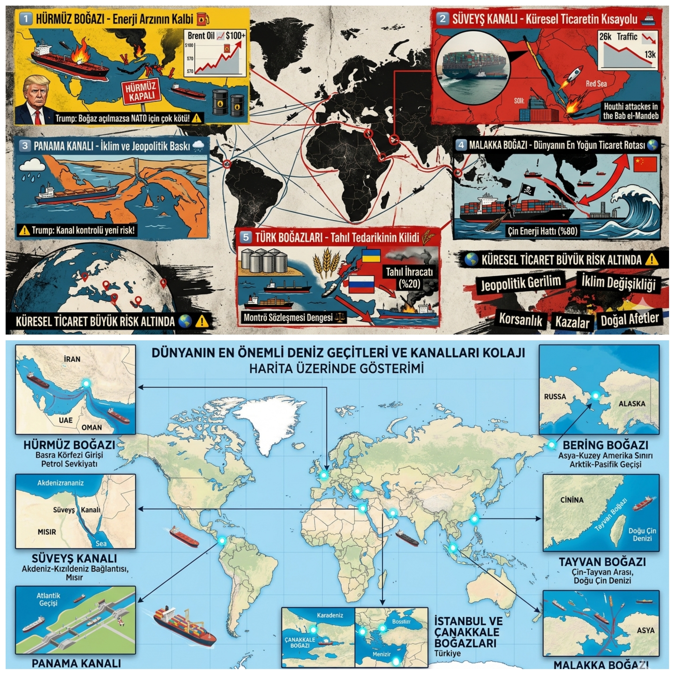 Hürmüz Krizi Küresel Ticareti Vurdu: Petrol 100 Doları Aştı, Küresel ticaretin kalbi olan Süveyş’ten Malakka’ya Kritik Boğazlar ve Geçiş Yolları Ne Durumda