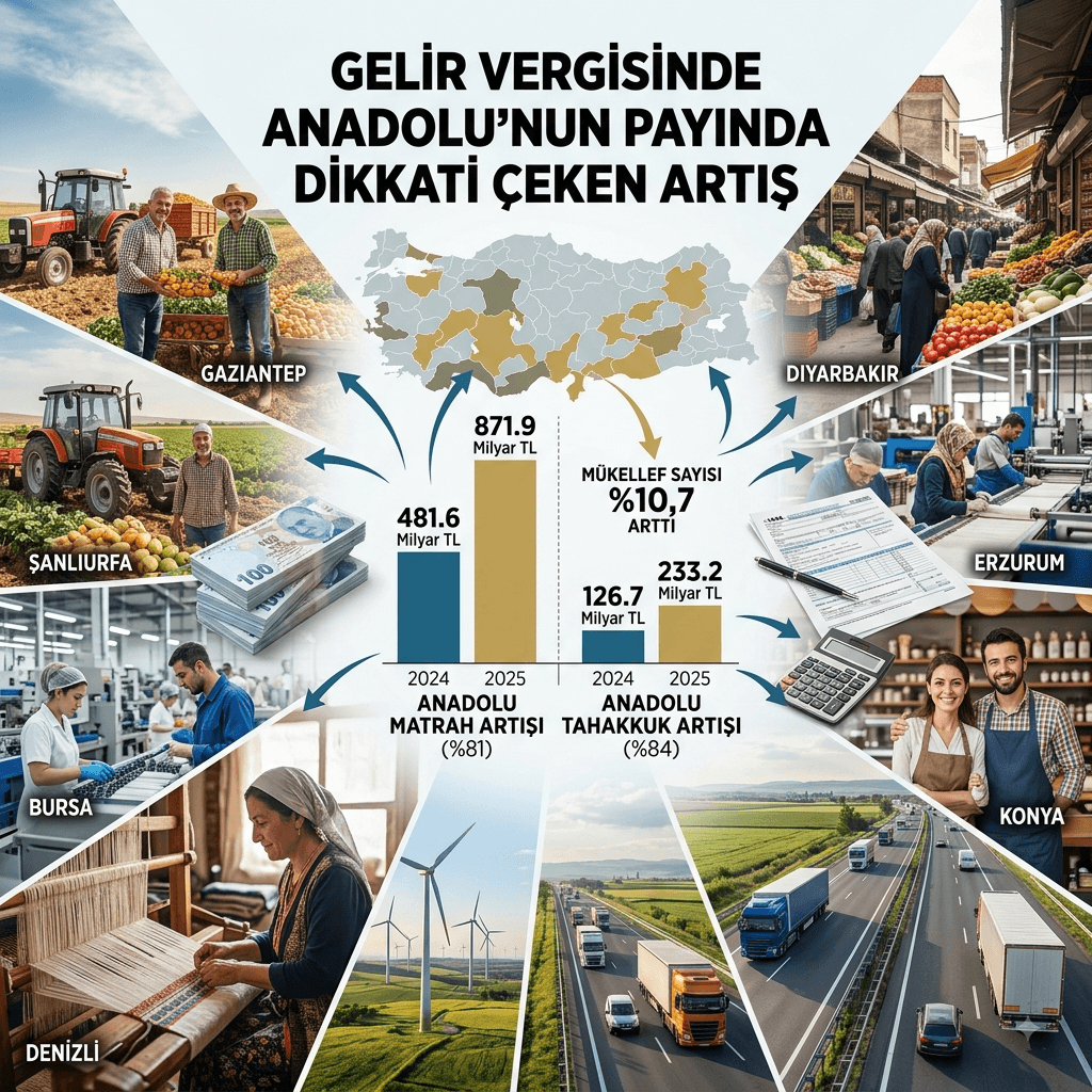 Anadolu'dan Vergi Rekoru: Gelir Vergisi Matrahı 871,9 Milyar TL'ye Yükseldi