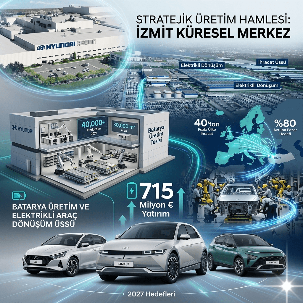 Hyundai’den Türkiye’ye 715 Milyon Euroluk Dev Hamle: Elektrikli Araç ve Batarya Üretim Üssü İzmit Olacak