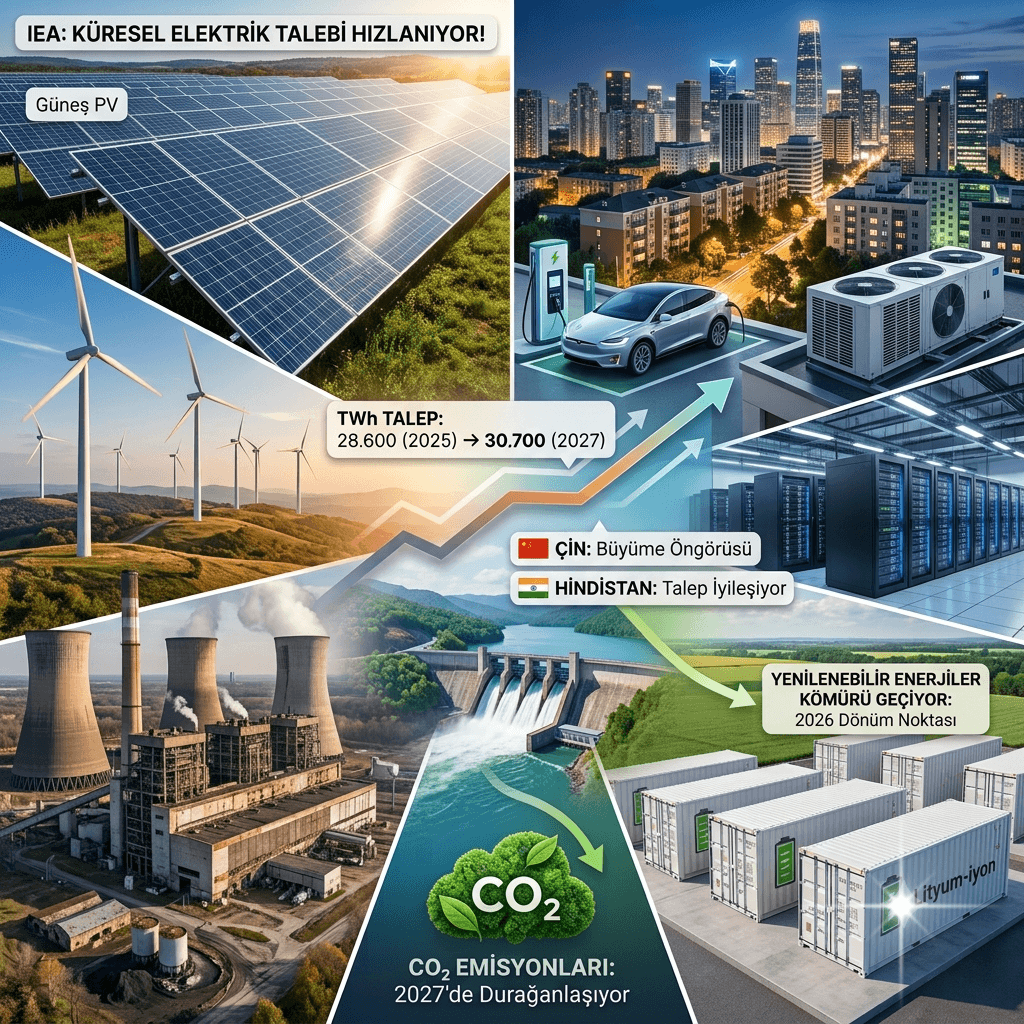IEA Raporu: Küresel Elektrik Talebi Rekor Kıracak! Yenilenebilir Enerji 2026'da Kömürü Geride Bırakıyor