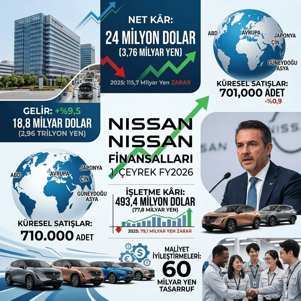 Nissan Zarardan Kâra Döndü: Net Kâr 24 Milyon Dolara Ulaştı, Gelirler 18,8 Milyar Dolara Yükseldi