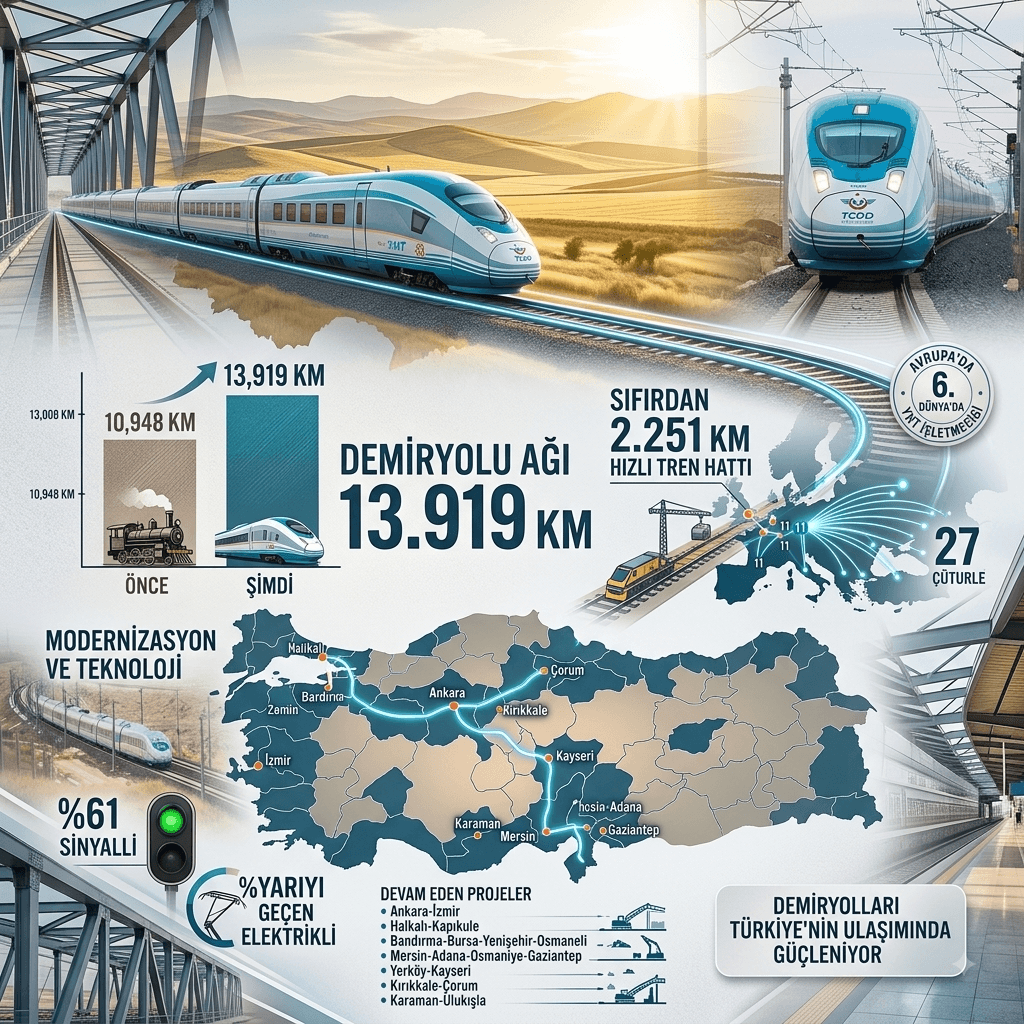 Türkiye'nin Demiryolu Ağı 13 Bin 919 Kilometreye Ulaştı: Hızlı Trenle 114 Milyon Yolcu Taşındı