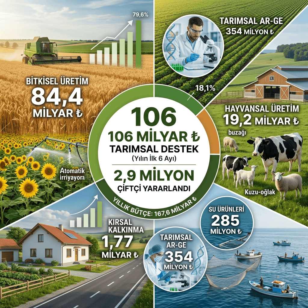 Çiftçilere 6 Ayda 106 Milyar TL Destek: 2,9 Milyon Üretici Ödemelerden Yararlanıyor