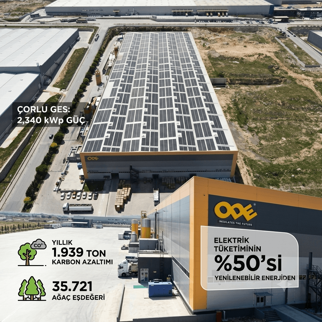 ODE Yalıtım’dan Çorlu’da Dev GES Hamlesi: Yıllık 1.939 Ton Karbon Emisyonu Azaltımı!