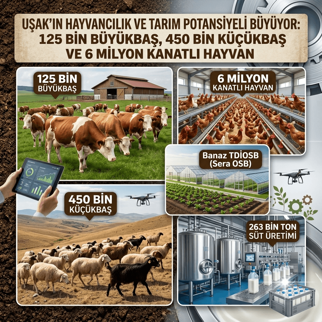 Uşak’ta Hayvancılıkta Büyük Potansiyel: 125 Bin Büyükbaş, 450 Bin Küçükbaş ve 6 Milyon Kanatlı Hayvan