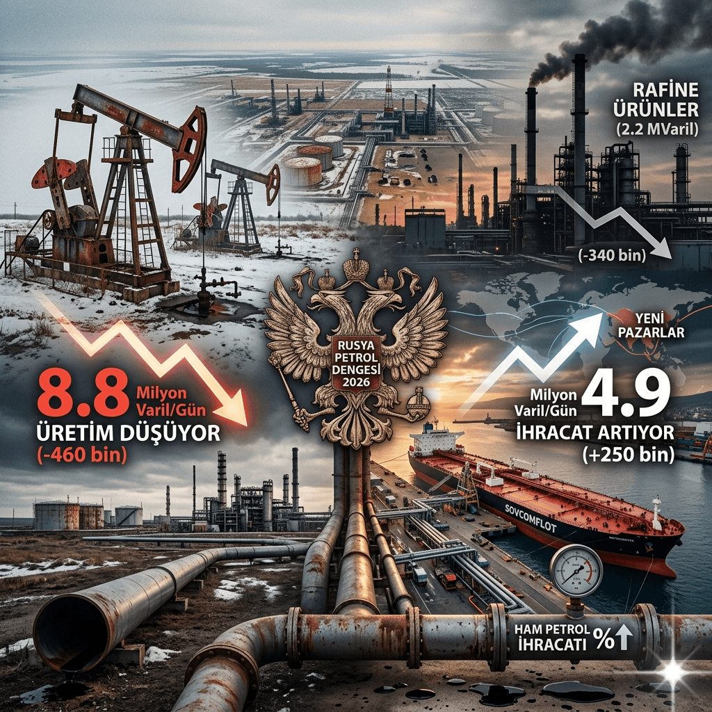 Rusya’nın Petrol Dengesi Değişiyor: Üretim Düşerken İhracatın Artması Küresel Enerji Piyasasını Nasıl Etkiliyor?