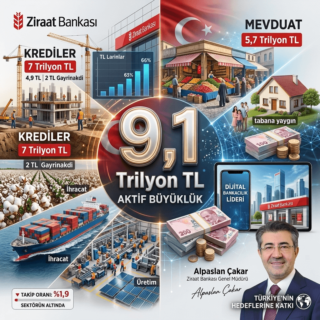 Ziraat Bankası’ndan 74,2 Milyar TL Net Kâr: Aktif Büyüklük 9,1 Trilyon TL’ye Ulaştı