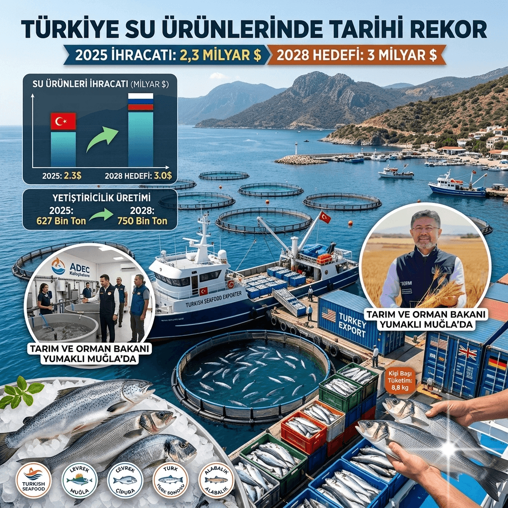 Su Ürünlerinde Tarihi Rekor! Türkiye 2,3 Milyar Dolarlık İhracata Ulaştı, 2028 Hedefi 3 Milyar Dolar