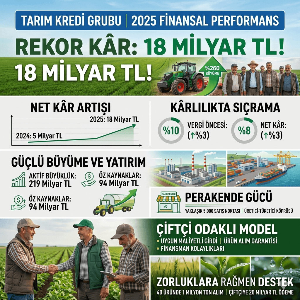 Tarım Kredi’den Rekor Performans: 2025’te Net Kâr 18 Milyar TL’ye Yükseldi