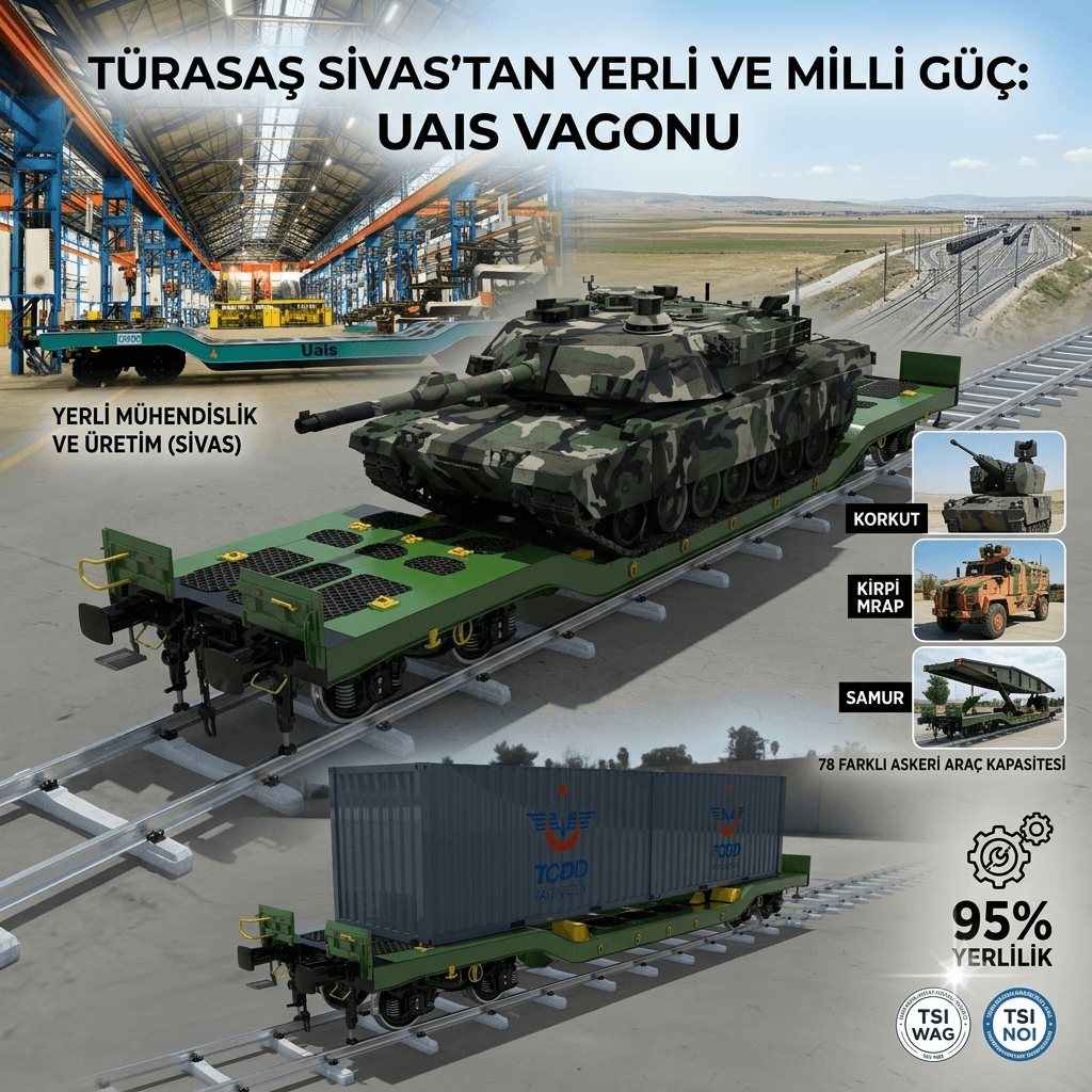 TÜRASAŞ Sivas’ın Yerli ve Milli Gücü! UAIS Askeri Araç Taşıma Vagonu Türk Savunma Lojistiğinde Yeni Dönem Başlattı