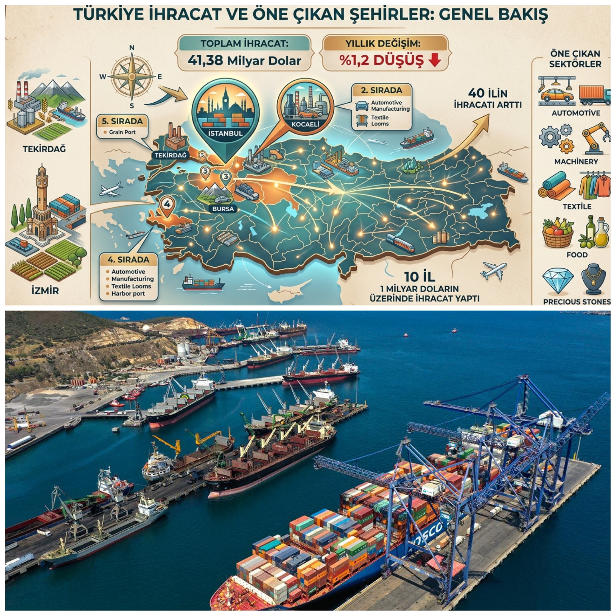 Türkiye’de 40 İl İhracatta Artış Gösterdi: Ocak-Şubat 2026 İhracatı 41,38 Milyar Dolar