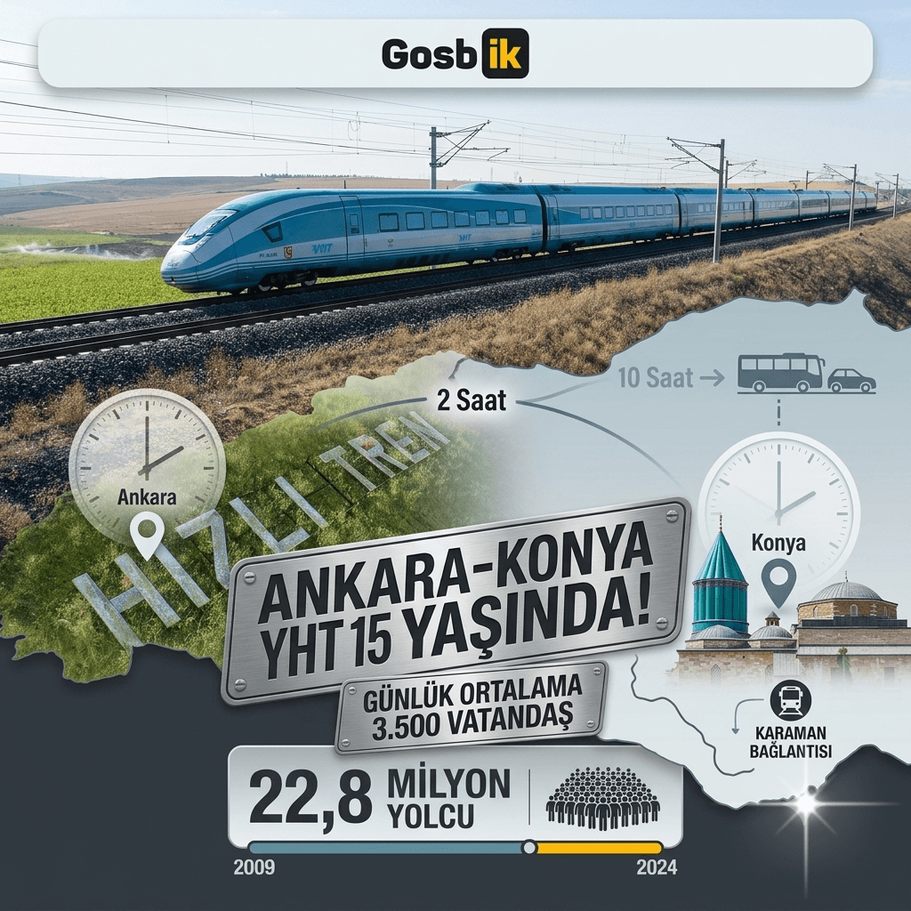 Ankara-Konya YHT Hattı 15 Yaşında: 22,8 Milyon Yolcu Taşıdı, Seyahat Süresi 2 Saatin Altına İndi